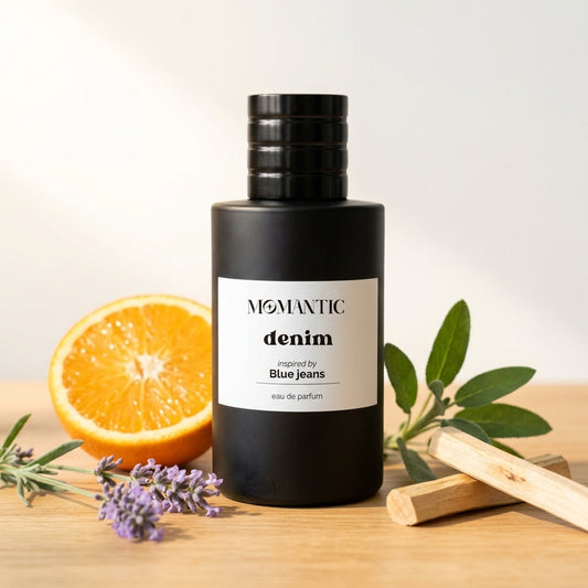 Denim perfume bottle by Momantic Pakistan