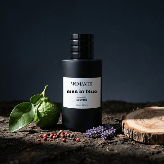 Men in Blue perfume bottle by Momantic Pakistan